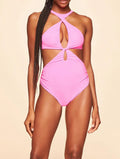 Maiô Cut Out Lisos Atoalhados Neon