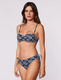 Top Meia Taça + Tanga Lateral Média Estampada Costa Azul